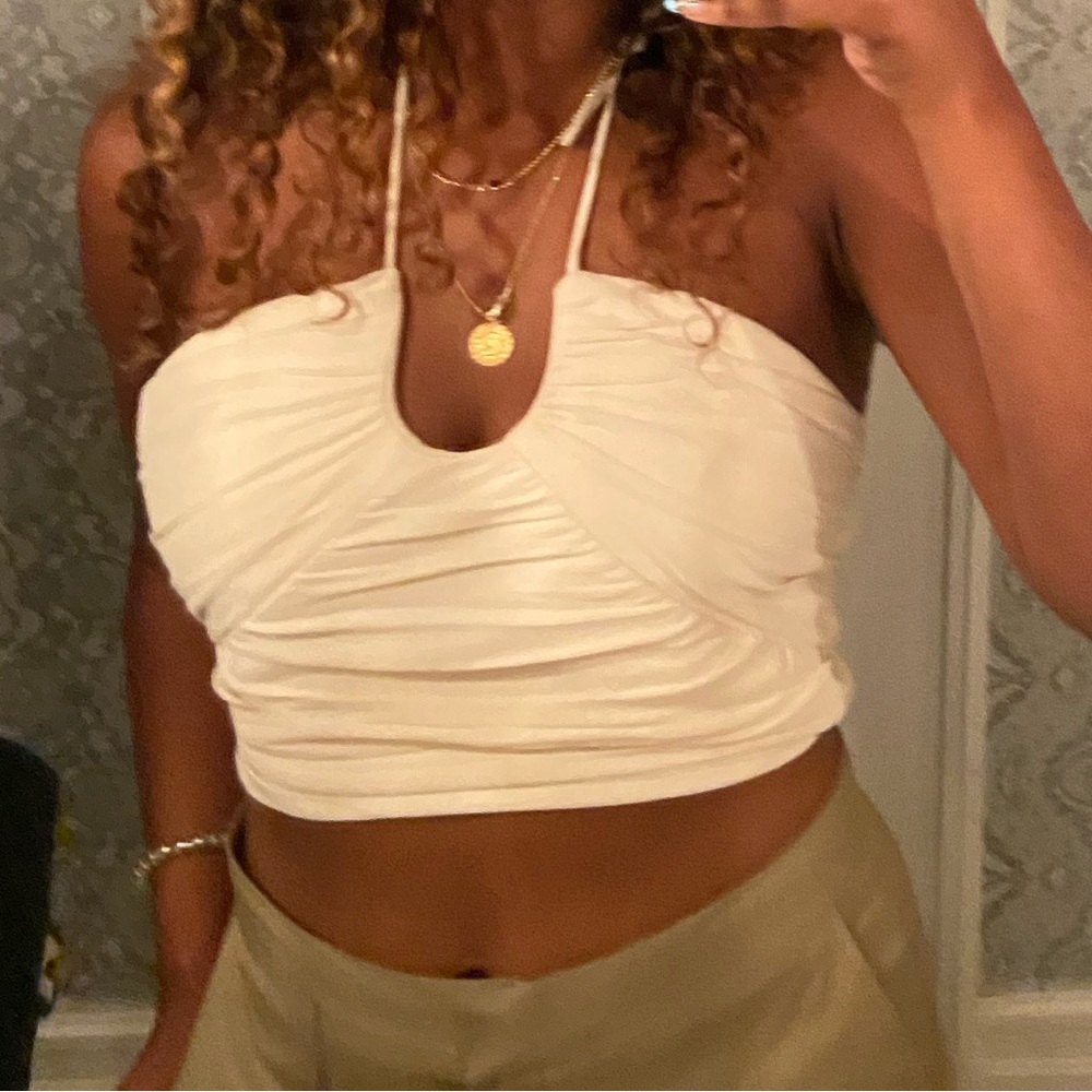 Zara off-white crop top Size M